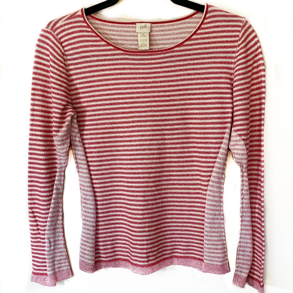 J. Jill red and white stripe long sleeve top